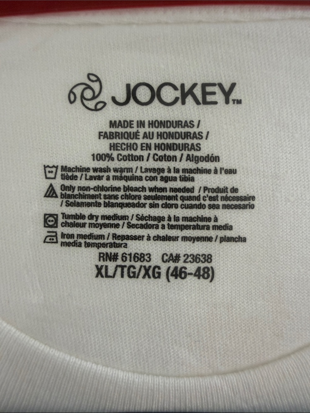 Jockey White Crew Neck Short Sleeve Tee - Men’s XL NWT, Size XL. 4 pack - Picture 2 of 2